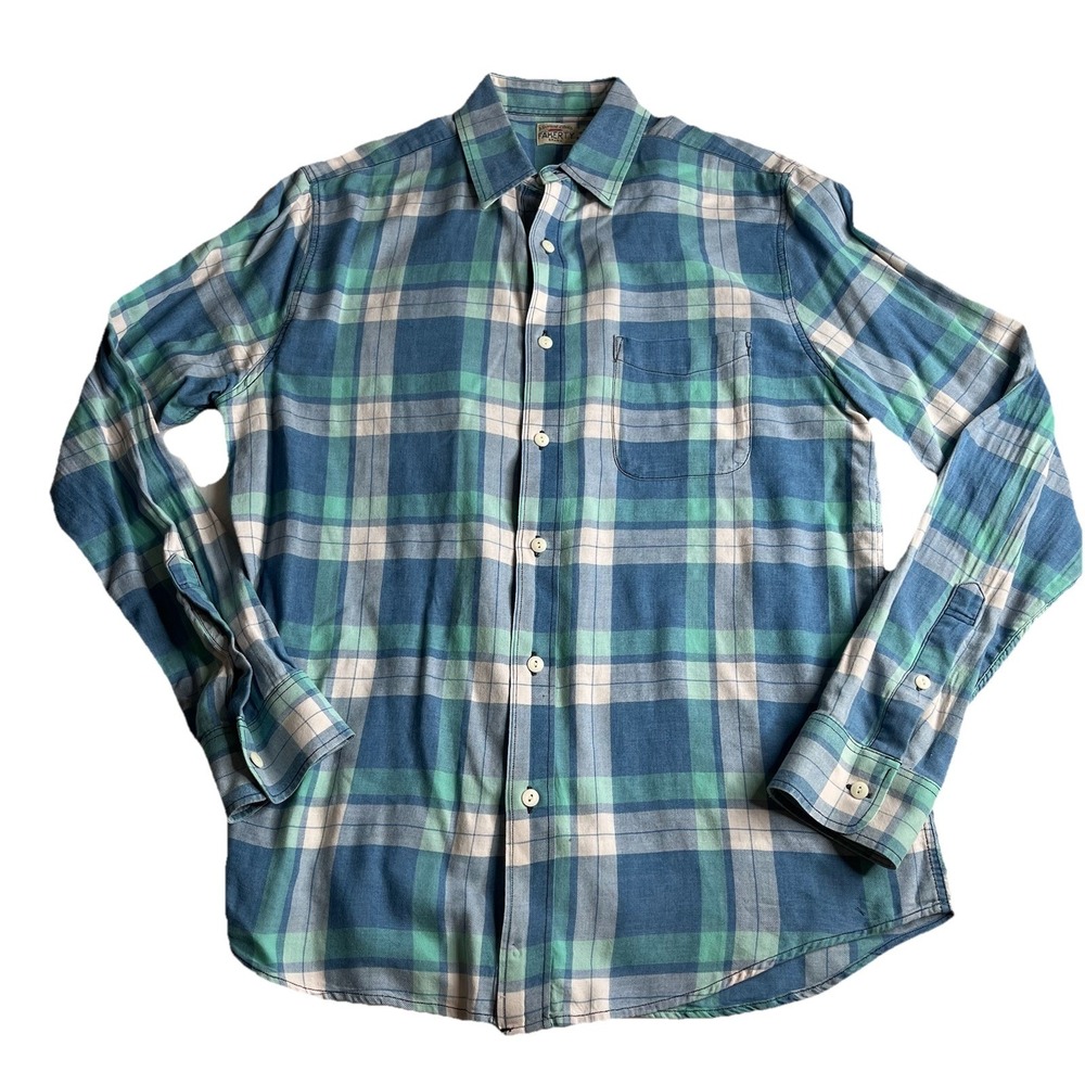 Faherty Shirt Womens M Blue Plaid Flannel Button Down 100% Cotton Organic Boho